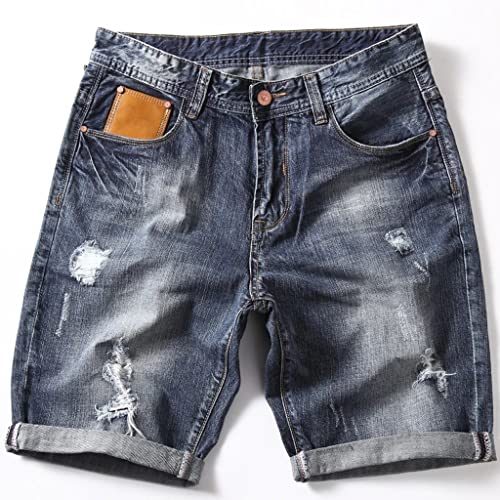 Short en jean homme slim fit coton stretch ripped jeans délavé