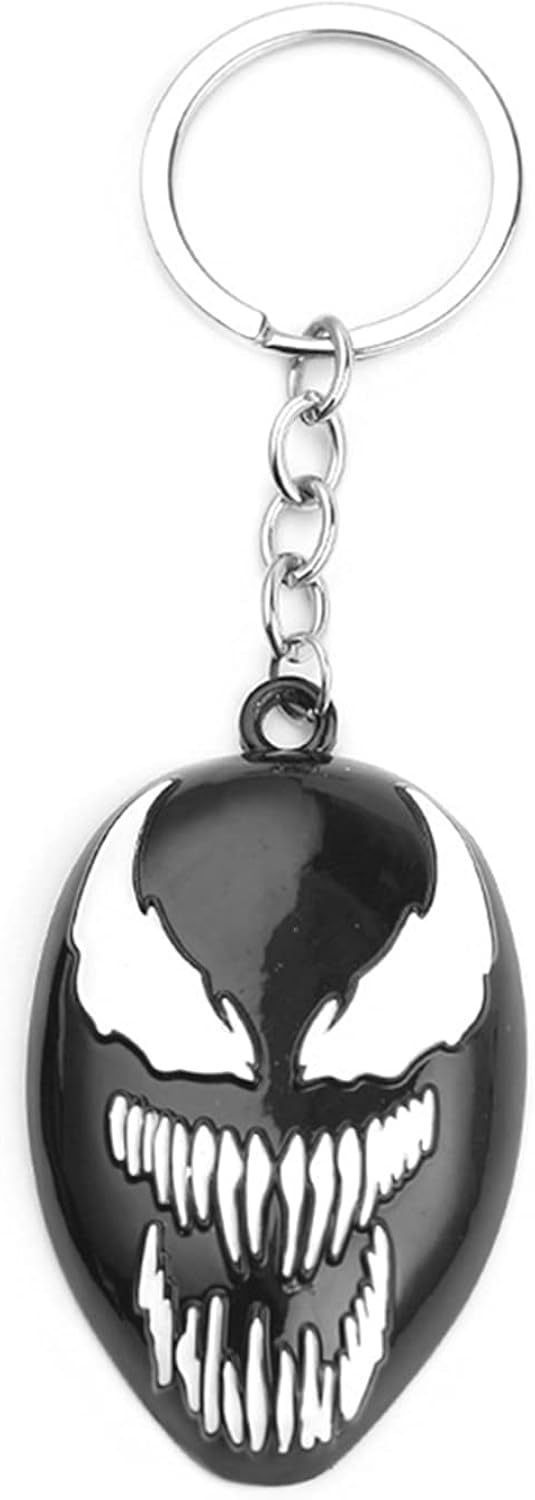 Venom Keychain & Necklace Marvel Hero Model Black Pendant Metal Keyring