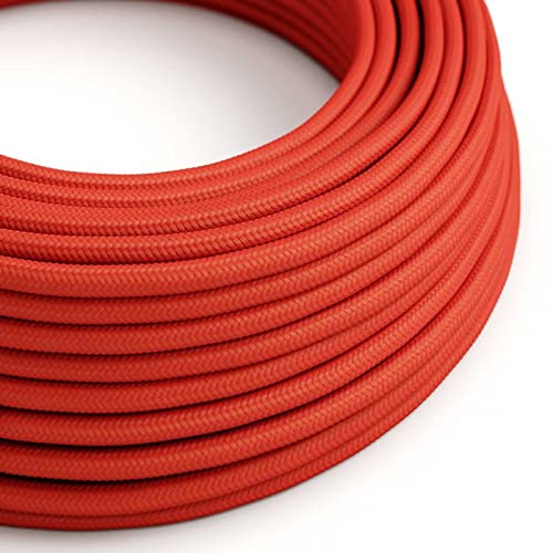 Textilkabel Für Lampen – 3-adrig (3x0,75 Mm²), Rot Wein, Ø 7 Mm, Made In Italy, 5 Meter