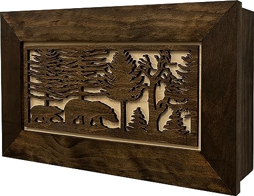 Bellewood Designs Bear in the Woods Hidden Gun Safe - Handcrafted Gun Concealment Decor - Hidden Gun Shelf with Magnetic Lock for Quick Access - Hidden Wall Safe for Secure Storage - Made in USA thumbnail 7