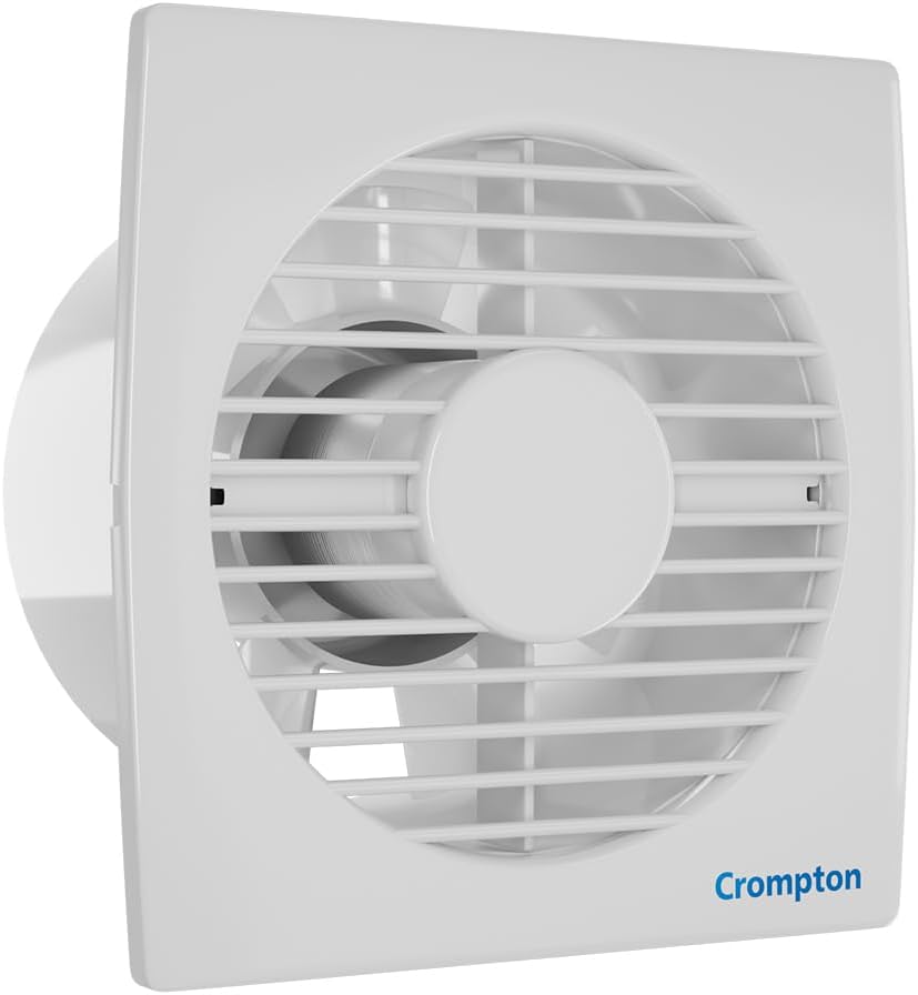 Crompton Axial Air 200 mm (8 inch) Kitchen/Bathroom/Office Exhaust (Ventilation) Fan | 1585 RPM | Low Noise | Sturdy Front Grill | Wall, Glass & Grill Mounting | 2 Year Warranty | White
