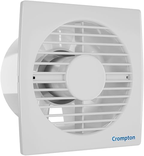 Crompton Axial Air 200 mm (8 inch) Kitchen/Bathroom/Office Exhaust (Ventilation) Fan | 1585 RPM | Low Noise | Sturdy Front Grill | Wall, Glass &...