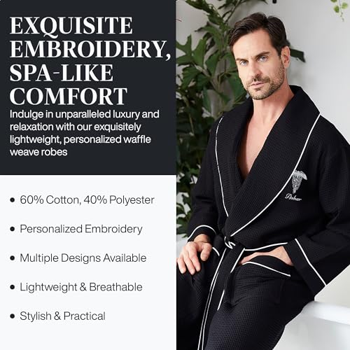 Lotus Linen Custom Monogram Robes for Men - Personalized Embroidered Bathrobe with Custom Names3