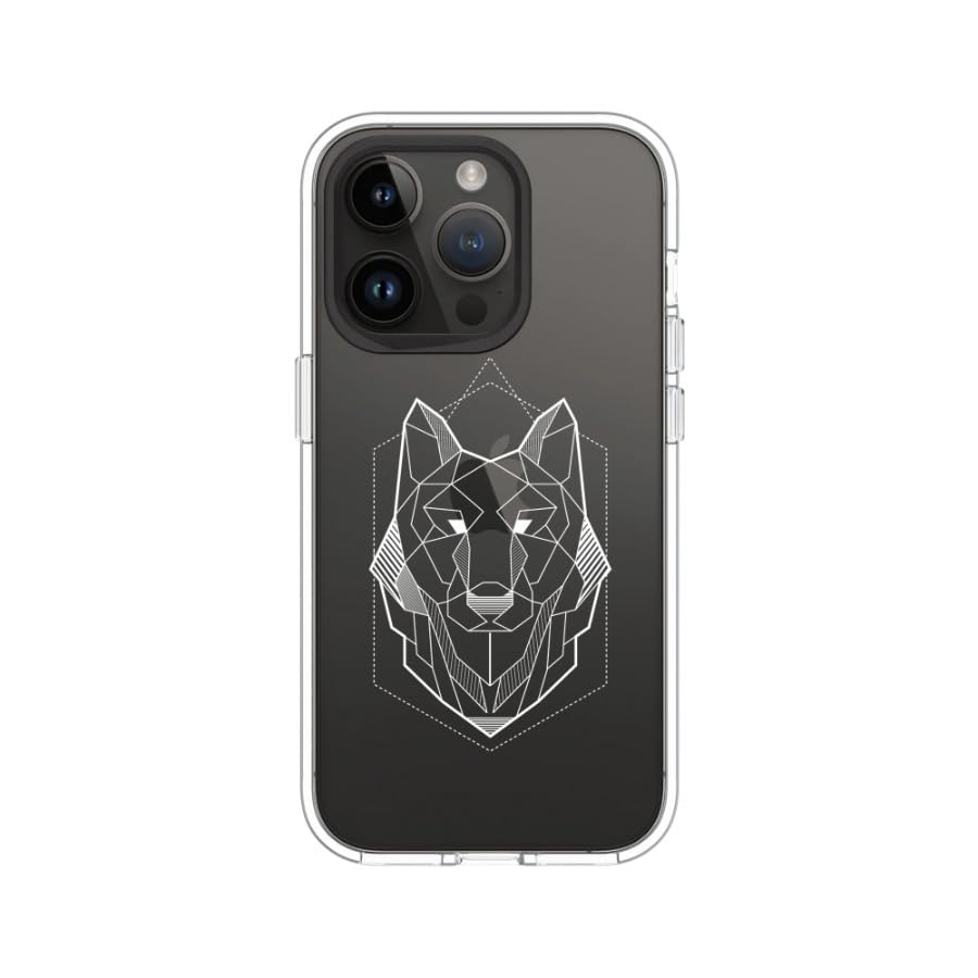Coque iPhone 14 Pro loup géométrique transparente pour le quotidien - 4