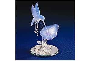 Glass Baron Hummingbird and Blue Flower Suncatcher
