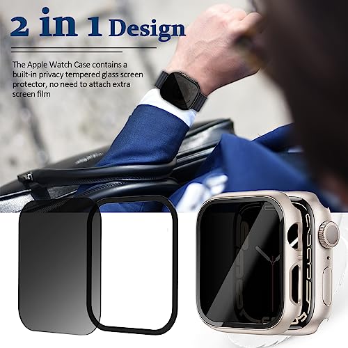 Miimall Case Compatible with Apple Watch Series 9/8/7 41mm 45mm Privacy Tempered Glass Screen Protector - Image 3