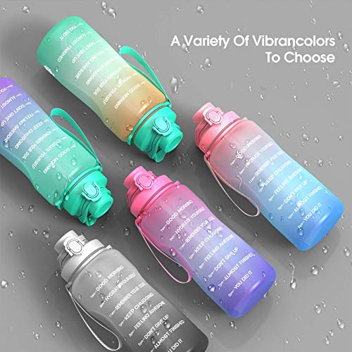 Y&3 64Oz Half Gallon Water Bottle With Straw & Time Marker, Motivational Water Bottle With Handle, Leakproof, Tritan Bpa Free Water Jug, For Fitness, Gym, Outdoor (Gray Gradient, 64Oz) #TOP6