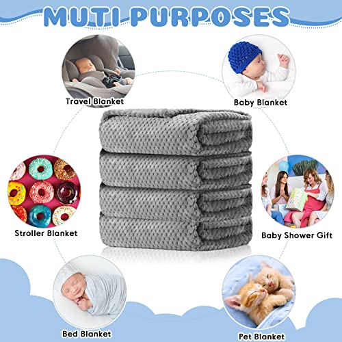 Image of Reginary 4Pcs 30x40 Baby Blanket Fuzzy,Gray | Waffle Flannel Baby Throw Blankets, Warm Nursery & Crib Blankets, Girl & Boy Newborn Infant