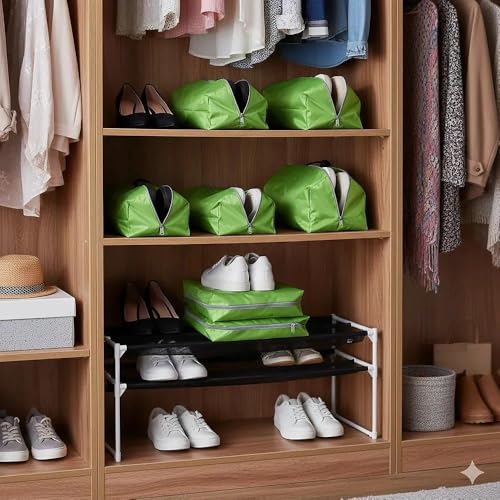 2 Pack Travel Shoe Bags Waterproof Portable Packing Essentials Suitable for Both Men and Women Extra Large Zipper Storage Green3