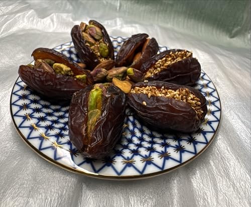 Organic Medjool Stuffed Date with Nuts : Assorted Almond, Pistachios, Sesame Seeds 7 oz