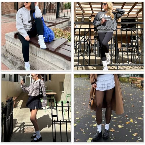 Image of 3 Pairs Slouch Socks for Women Soft Mid Calf Rib Scrunch Crew Tube Socks