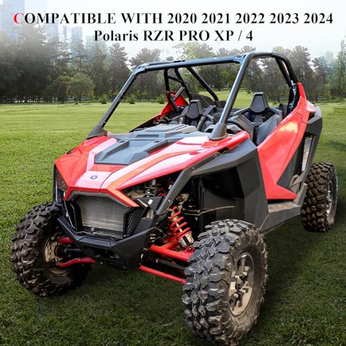 Image of UTV RZR PRO XP Front Grille Black Front Bumper Mesh Grill Compatible with 2020 2021 2022 2023 2024 Polaris RZR PRO XP XP4 Exterior Accessories Front Fascia Grill Insert Inlet Protection Bezel
