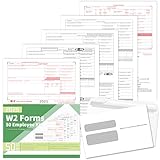 W2 Forms 2025,W2 Tax Forms 2025 with Envelopes,6 Part W2 Tax Forms 2025,50 Employee Kit of Laser Forms with 3 W-3 Transmittal,50 Self Seal Envelopes Included