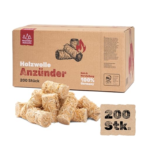 Heumüller Holzwolle 200 Stück Holzwolle-Anzünder...