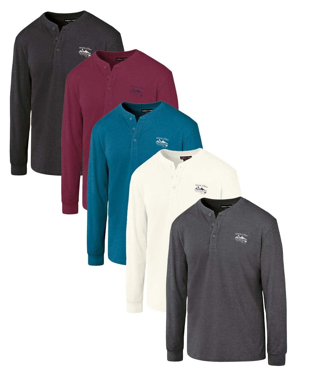 ATLAS FOR MEN - 5er-Pack T-Shirts mit geknöpftem Kragen - L