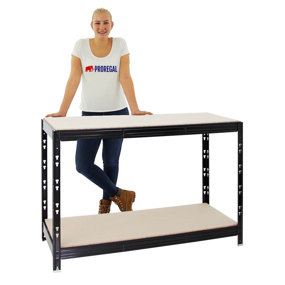 PROREGAL Etabli Tiger réglable en Hauteur | HxLxP 90x140x60cm | Capacité de Charge 600 kg | Noir | Etabli d’Atelier, Table de Travail, Bricolage, logistique
