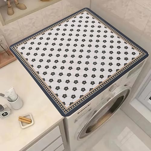 Image of Homecloud Washing Machine Mats for Top of Washer, Washing Machine Protective Mats, Dish Drying Mat, Non-slip Waterproof Washer Dryer Dust Cover Mat for Laundry & Kitchen (60cm x 60cm) (White)