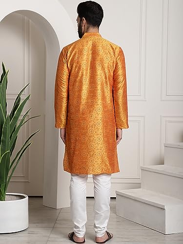Image of SOJANYA (Since 1958 Men's Silk Blend Printed Kurta and Churidar Pyjama Set