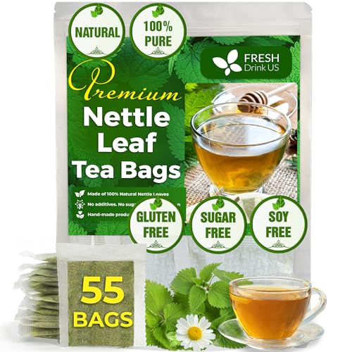 Image of FreshDrinkUS, Premium 75 Nettle Leaf Tea Bags, 100% Natural & Pure, Stinging Nettle Leaf Tea, Burn Nettle, Stinging Nettle, Stinger Tea, No Sugar /Caffeine /Gluten, Vegan