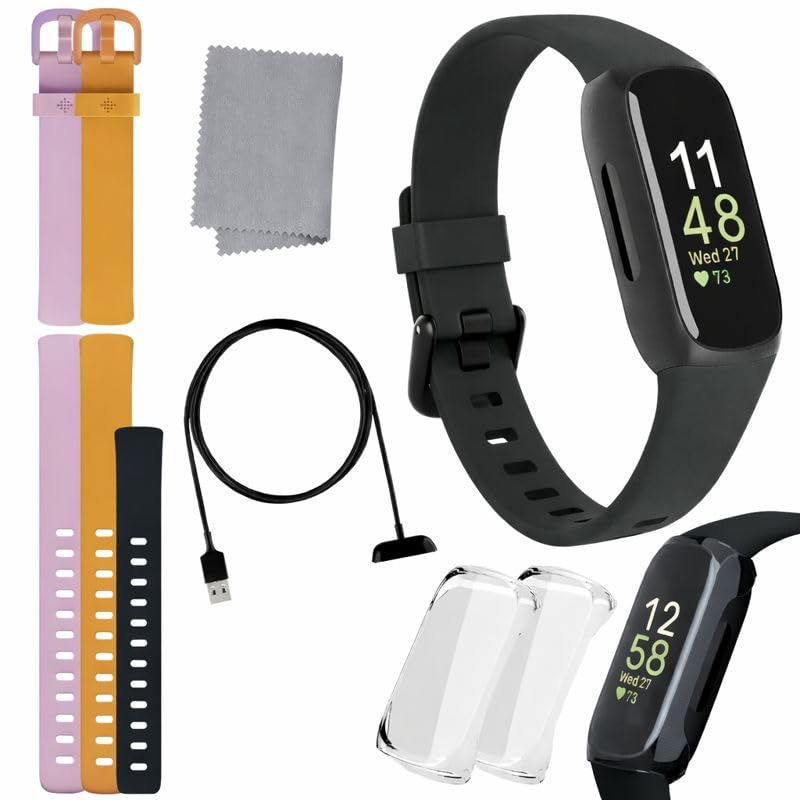Fitbit Inspire 3 Health & Fitness Tracker Bundle - with...