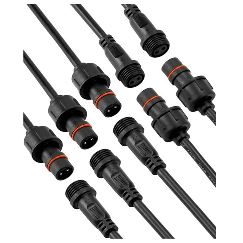 2 poliger Stecker 12V wasserdicht (5 Paar) IP65 Steckverbinder mit 16 AWG Kabel (20cm) Schraubbar für zuverlässigen Schutz