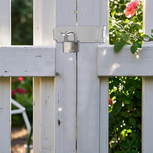 Image of 10 PCS 5 Inch Door Hasp Latch, Stainless Steel Padlock Hasp, Heavy Duty Security Hasp with 90 Pcs Screws, Door Locks Hasp Latch for Doors and Cabinets