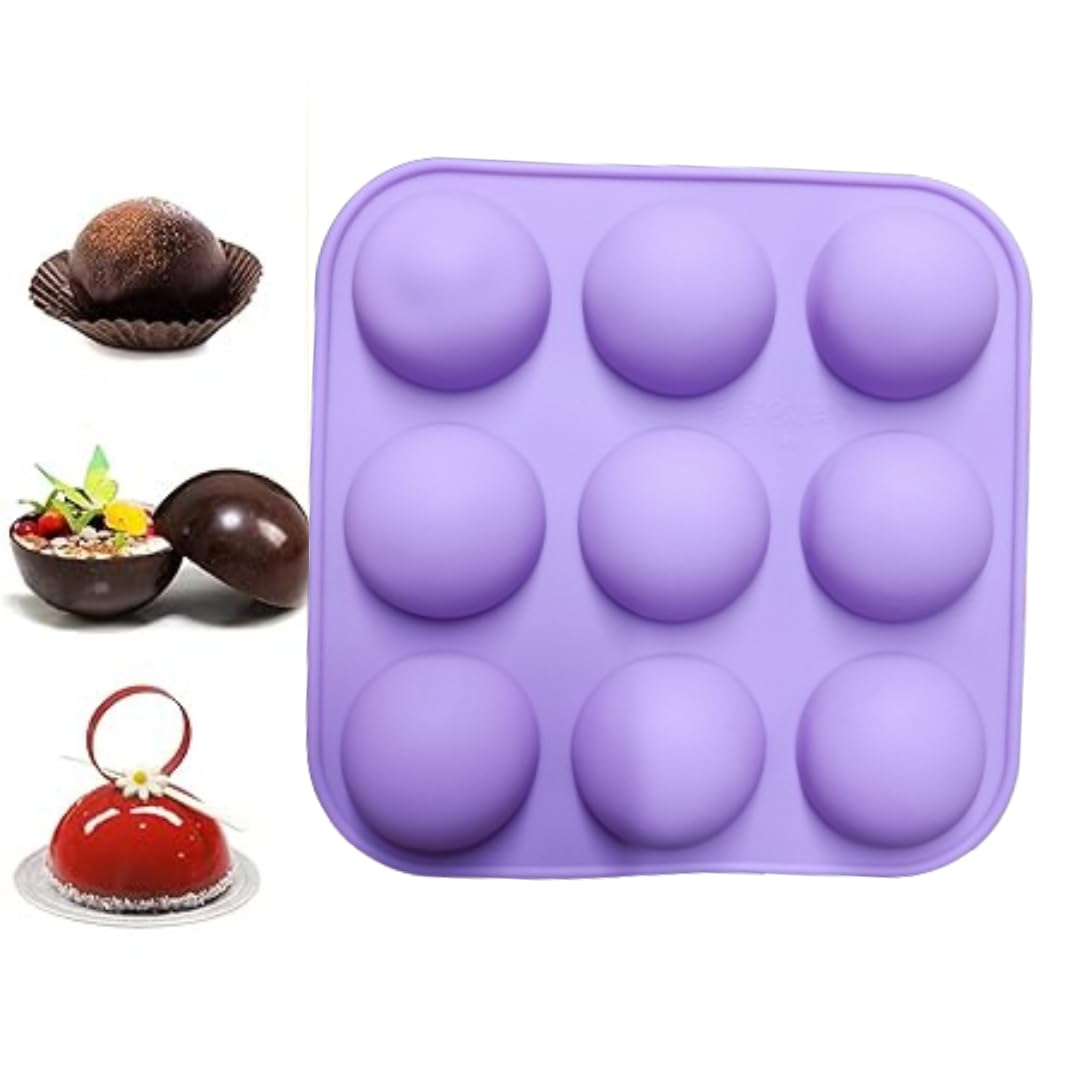 9 Cavity Sphere Silicone Mold, Baking Mold for Making Hot Chocolate Bomb, Cake, Jelly, Dome Mousse Muffin Cupcake Pinata Mould- Diameter-1.5"