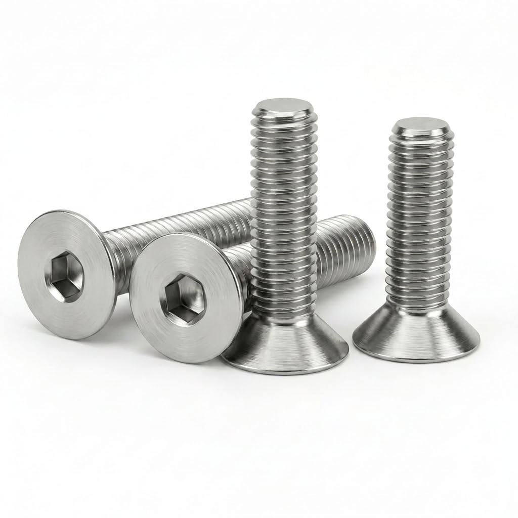 Tornillos hexagonales avellanados M4 x 30 mm (paquete de 30 unidades) de acero inoxidable 304 18-8, rosca totalmente a máquina, acabado brillante