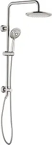 BRIGHT SHOWERS Rain Shower Heads System Including Rainfall Shower Head and Handheld Shower Head with Height Adjustable Holder, Solid Brass Rail, 60 Inch Long Stainless Steel Hose, Brushed Nickel