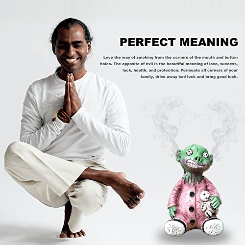 Zombie Incense Holder, Voodoo Doll Incense Burner, Blackflow Zombie Cone Burner With Voodoo Doll, Handmade Resin Ornament Craft Gift, Desktop Halloween Decoration #TOP3