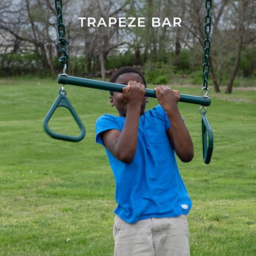 Image of Backyard Discovery Big Brutus Galvanized Steel Swing Set Kit with Classic A-Frame, Two Belt Swings, One Trapeze Bar, Easy Assembly, Heavy-Duty Powder-Coated Steel, Weather-Resistant, Outdoor Playset