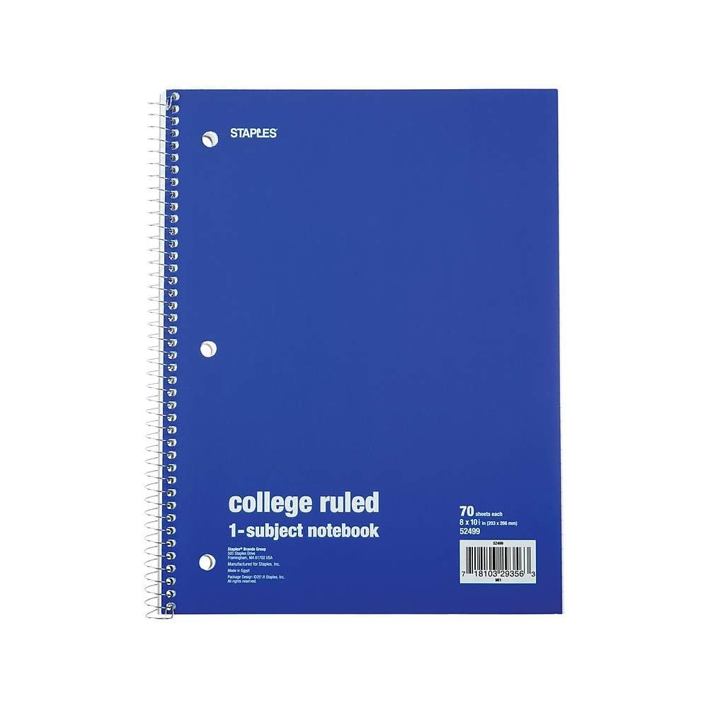 Amazon.com : STAPLES 1489914 1-Subject Notebook 8-Inch x