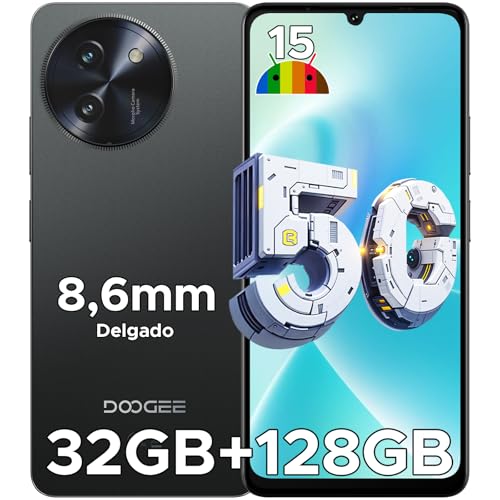 DOOGEE Note 59 Telefono Movil 5G Dual SIM, 6,75''/120Hz Andriod 15 8.6mm Cuerpo Smartphone, 32GB+128GB/2TB Octa Core T8200 Movil, Batería 6250mAh, Cámara 16MP+8MP Moviles, Widevine L1/NFC/FaceID/3.5mm