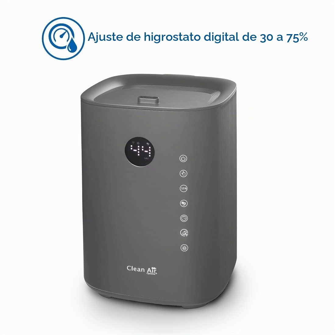 Humidificador con esterilización UVC, ionizador y aromaterapia. - Clean Air Optima CA-605 Smart Top Filling - Humidificación máx. 480 ml/h. Para habitaciones de hasta 65 m²/160 m³ (titanio)