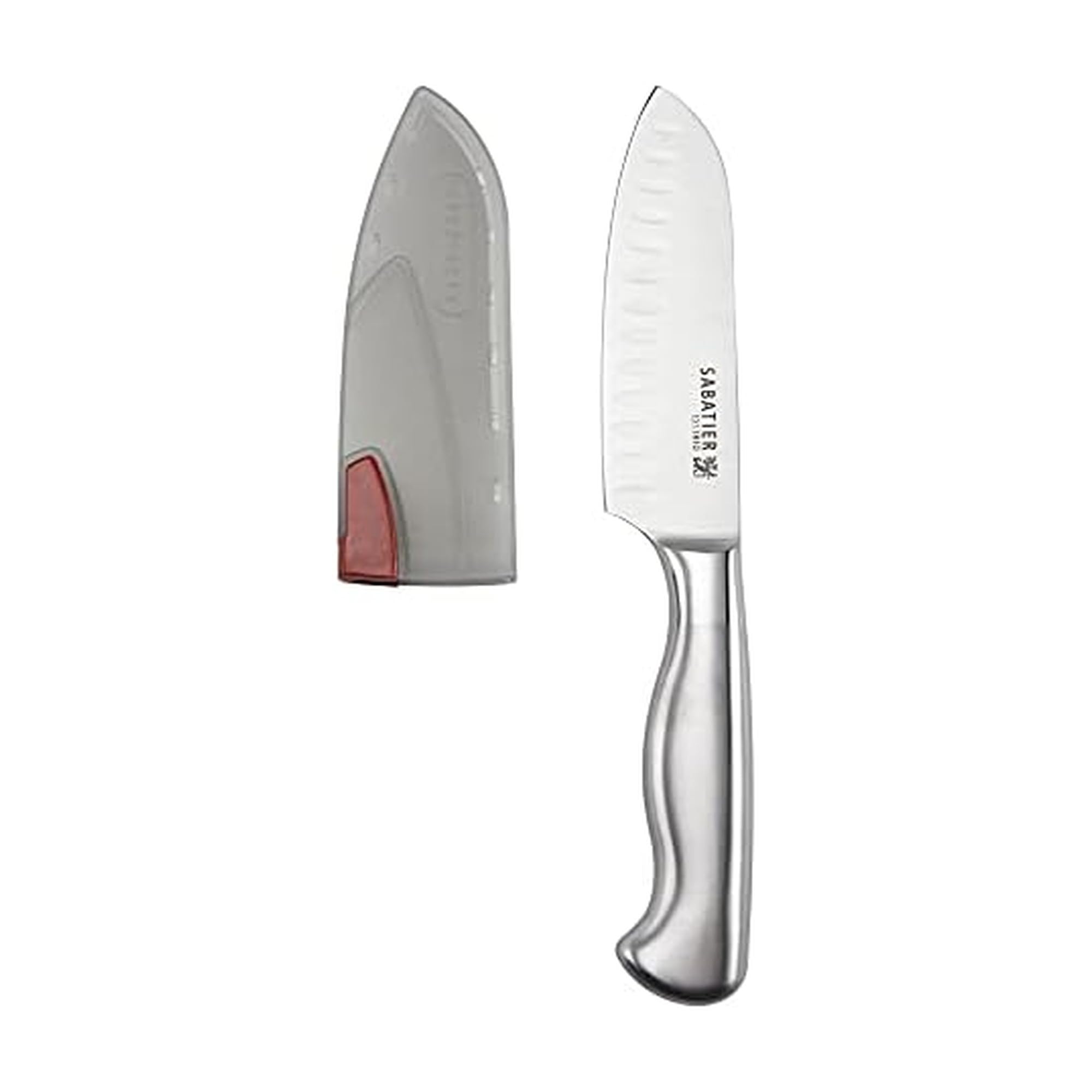 Sabatier Forged Stainless Steel Santoku Knife with Edgekeeper Self-Sharpening Blade Cover, Razor-Sharp Kitchen Knife to Cut Fruit, Vegetables and more, High-Carbon Stainless Steel, 5-Inch