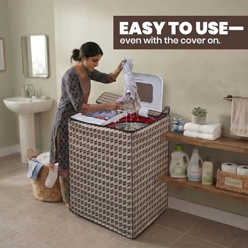 Image of DREAM CARE Waterproof & Dustproof Washing Machine Cover Top Load & Semi Automatic Suitable for 6 kg, 6.2 kg, 6.5 kg (80 x 86 x 51 cms)