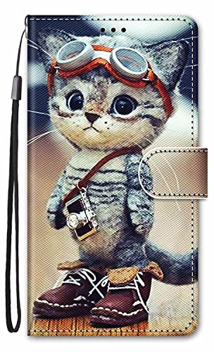Nodigo Cuir Coque pour Honor Magic 5 Lite 5G / X9a Antichoc avec Support Clapet Design Silicone Motif Drôle Étui Bumper Kickstand Case Cover Housse Fille Femme Homme Portefeuille - Chat