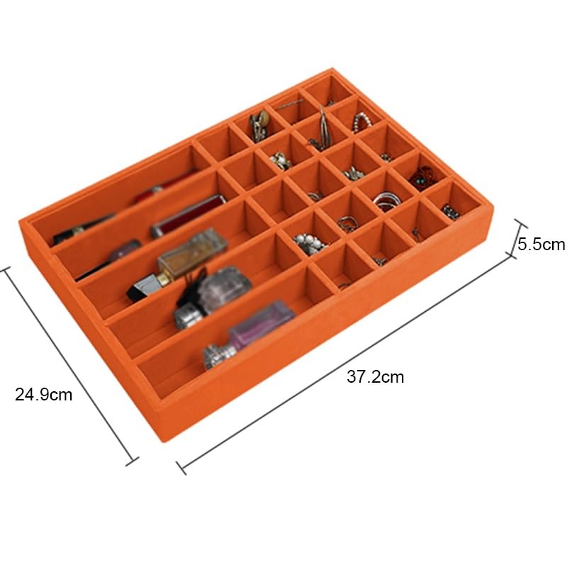 Organizador Joyas con Cajón Apilable Bandeja para Joyas Contenedores Almacenamiento Porta Pendientes Collares Relojes Pulseras Accesorios Bandejas para Anillos(M-37.2x24.9x5.5cm)