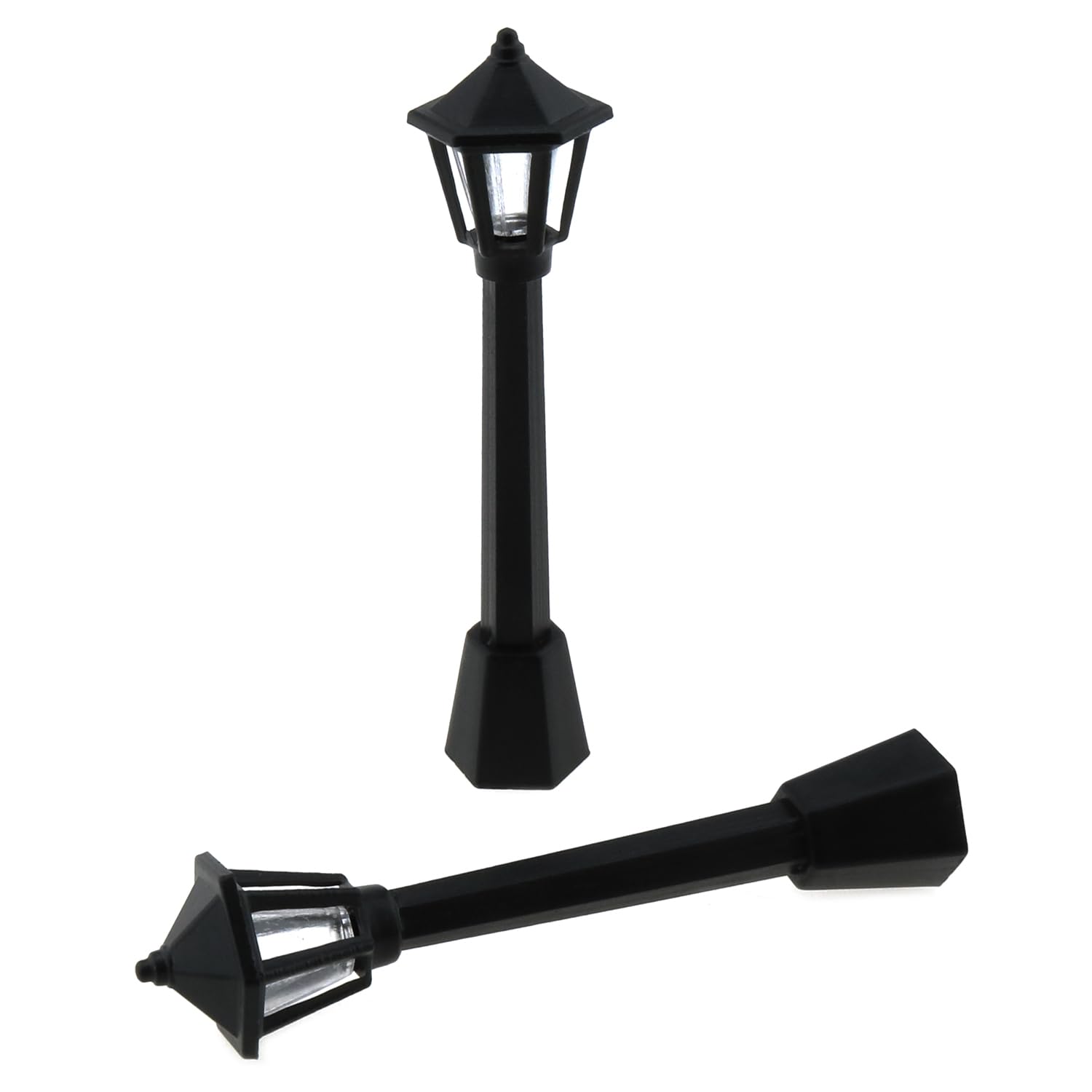 10pcs Mini Lamppost Plastica Nera Miniatura Ferrovia Treno Lampada Post Luci Luce Modello