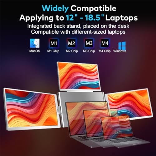 Image of RIITEK 16 inch Quad Monitor Laptop Screen Extender - Portable FHD 1200P IPS Monitor with 1 Cable Connection Compatible with Window (10,11) / Mac (M1 M2 M3) for 12 inch -18.5 inch Laptop