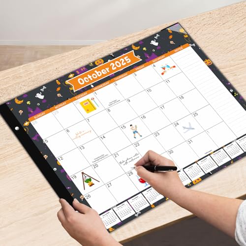 Image of Desk Calendar 2025-2026, KOPEESY 22 inch x 17 inch Large Desk Top Calendar with Plastic Cover, 18 Months From January 2025 to June 2026