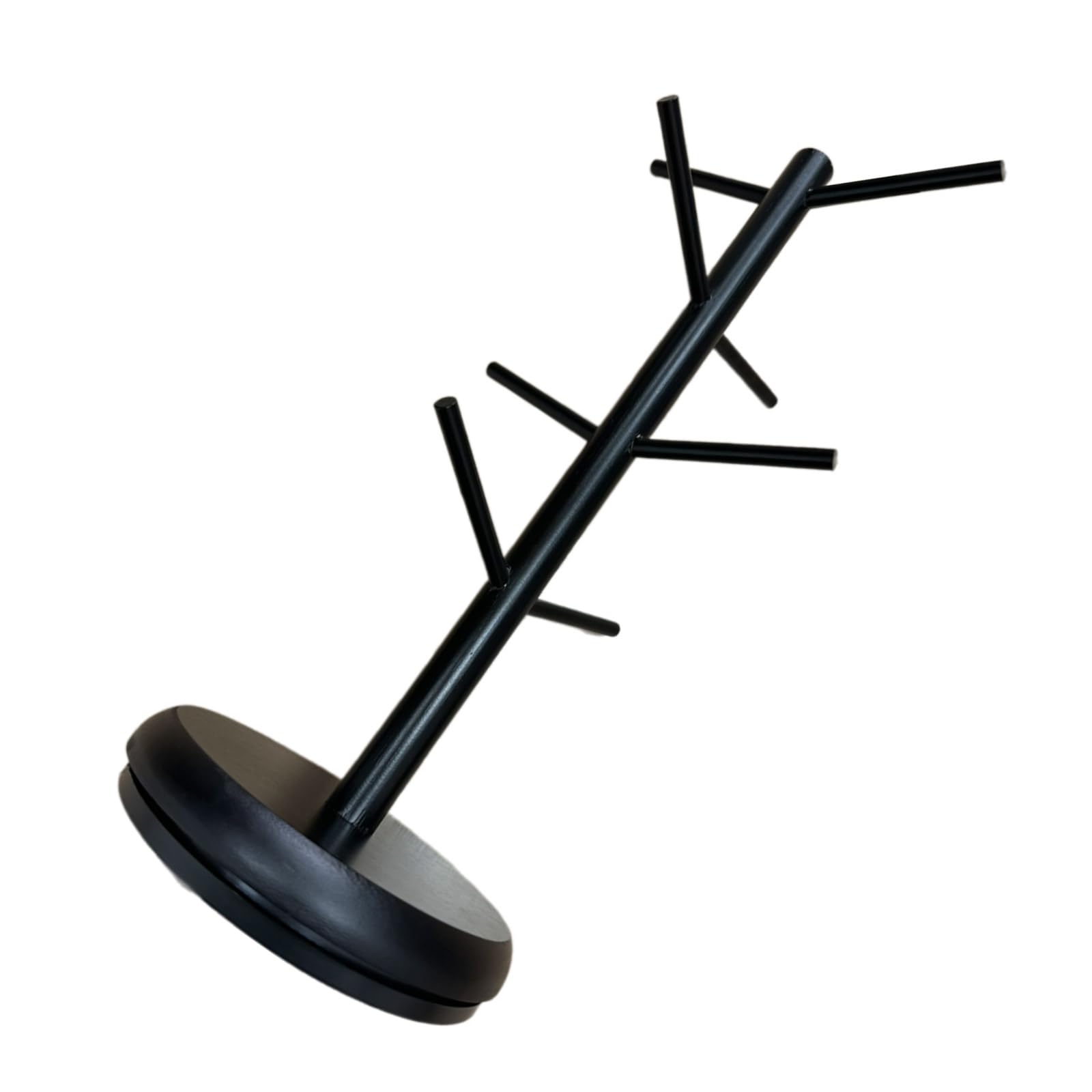 Yhplxyuus Modern Black Mugs Tree Stand with 8 Hanging Hook, Space Saving Coffee Cup Organizers Space Saving Cup Rack