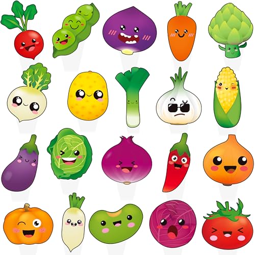 48Pcs Vegetable Cupckae Toppers Vegetable Birthday Party Decoration Funny Vegetable Cupcake Picks for Summer Fruit Garden Party Farmer Market Party Baby Shower Supplies
