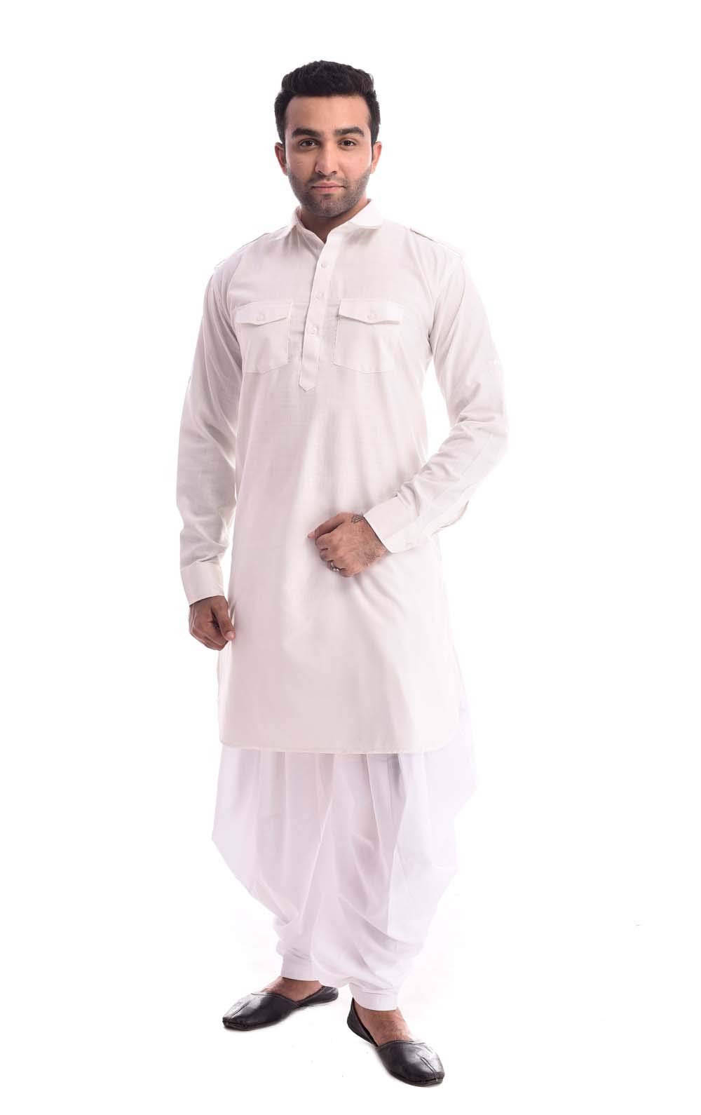 royal kurta Mens Linen Pathani Kurta and Salwar Set-picture-3