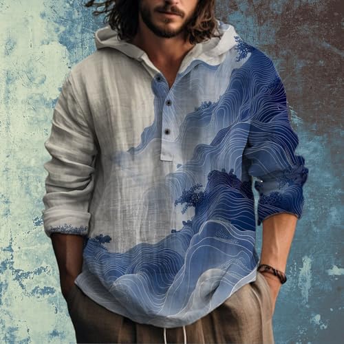 Mens Graphic Hoodies Henley Sweatshirt Hooded Button Down Japanese Art Oversized Hoodie Long Sleeve Shirts3