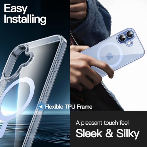 Image of JETech Magnetic Case for iPhone 17 6.3-Inch Compatible with MagSafe, Shockproof Phone Bumper Cover, Anti-Scratch Clear Back (Mist Blue)