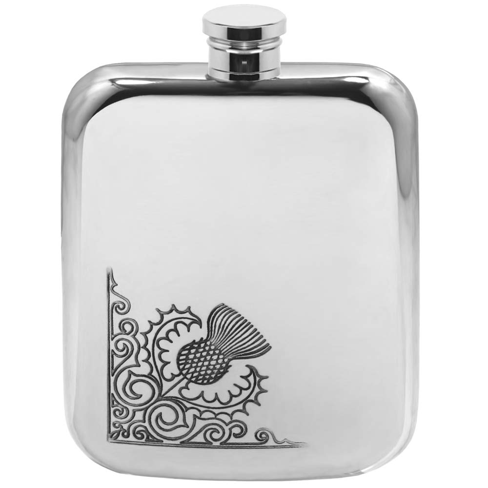 English Pewter Company Sheffield, England Women's Cream,Black English Pewter Company 6Oz Scottish Thistle Pewter Hip Flask. Personalised With Free Engraving [Tsf603]