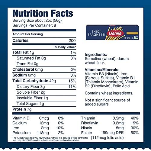 Image of Barilla Thick Spaghetti Pasta, 16 oz. Box - Non-GMO, Made with Durum Wheat Semolina - Kosher Certified