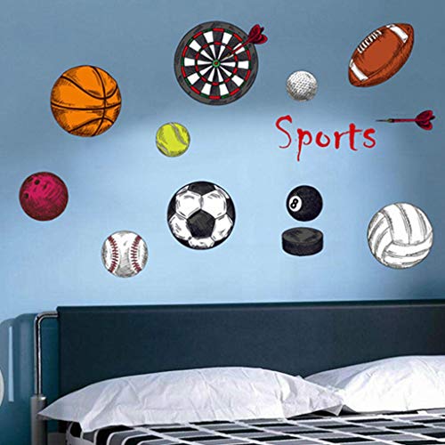 Gadgets WRAP Sports Boys Bedroom Art Vinyl Wall Sticker Personalized Ball Basketball Wall Sticker for Kids Boys Rooms Nursery (50 cm x 70 cm, Multi-Color)