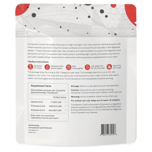Image of Pancreatic Enzymes for Dogs & Cats - High-Strength, Low-Odor (Acetone-Free), Porcine-Derived Powder Digestive Supplement for Dogs & Cats - Made in the USA (5.9oz, 168g)